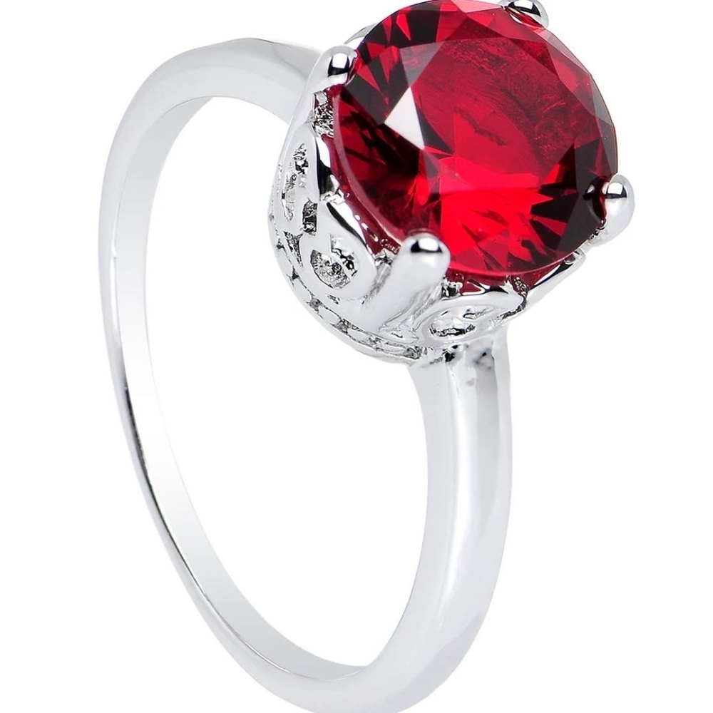 Red Cubic Zirconia Pretty Princess Cocktail Ring